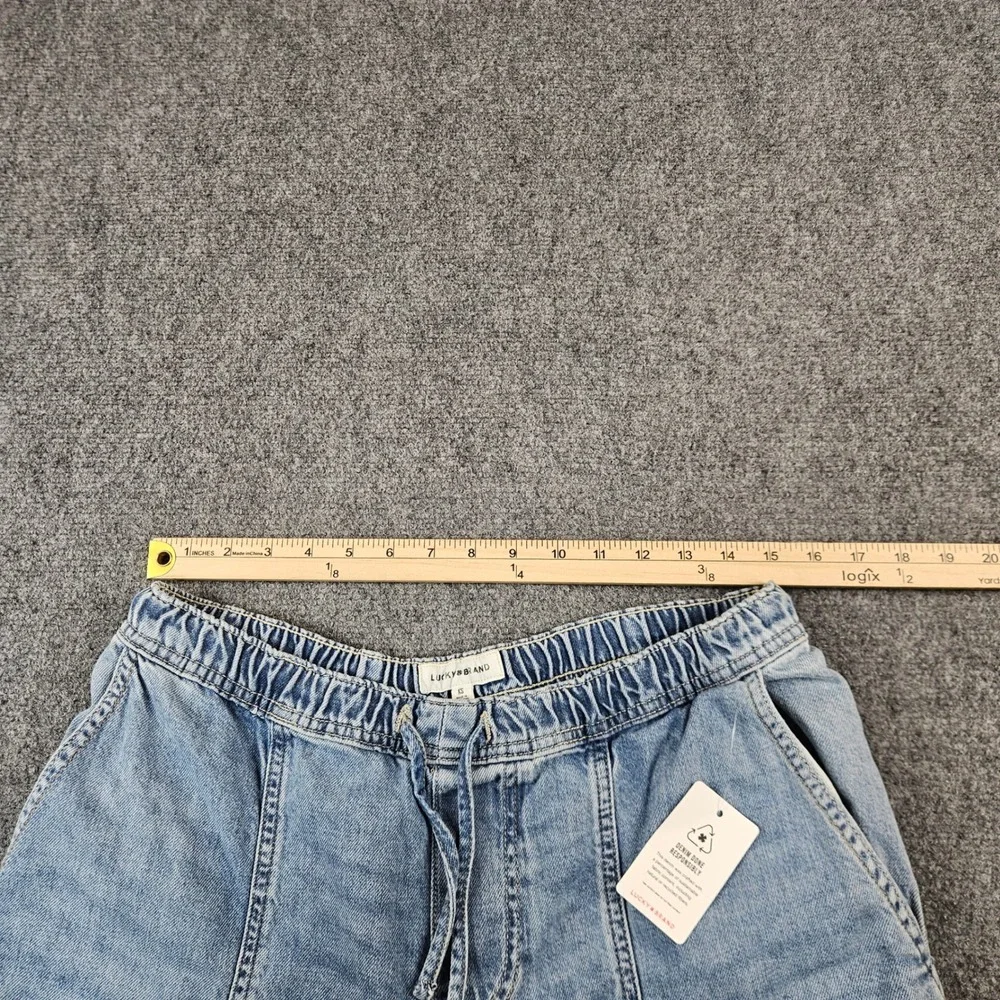 Lucky Brand Womens XS Light Wash Wide Leg Elastic Waist Utility Denim Jeans NWT